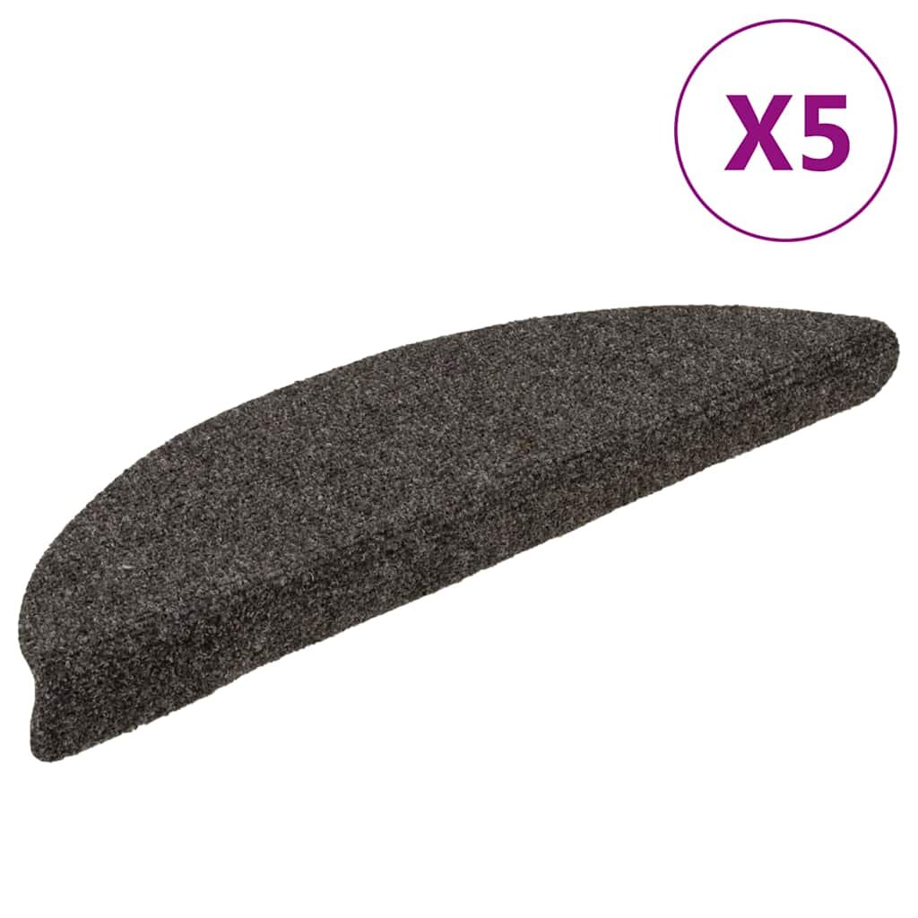 vidaXL Schodové rohože samolepiace 5 ks 56x17x3 cm antracitové polkruhové