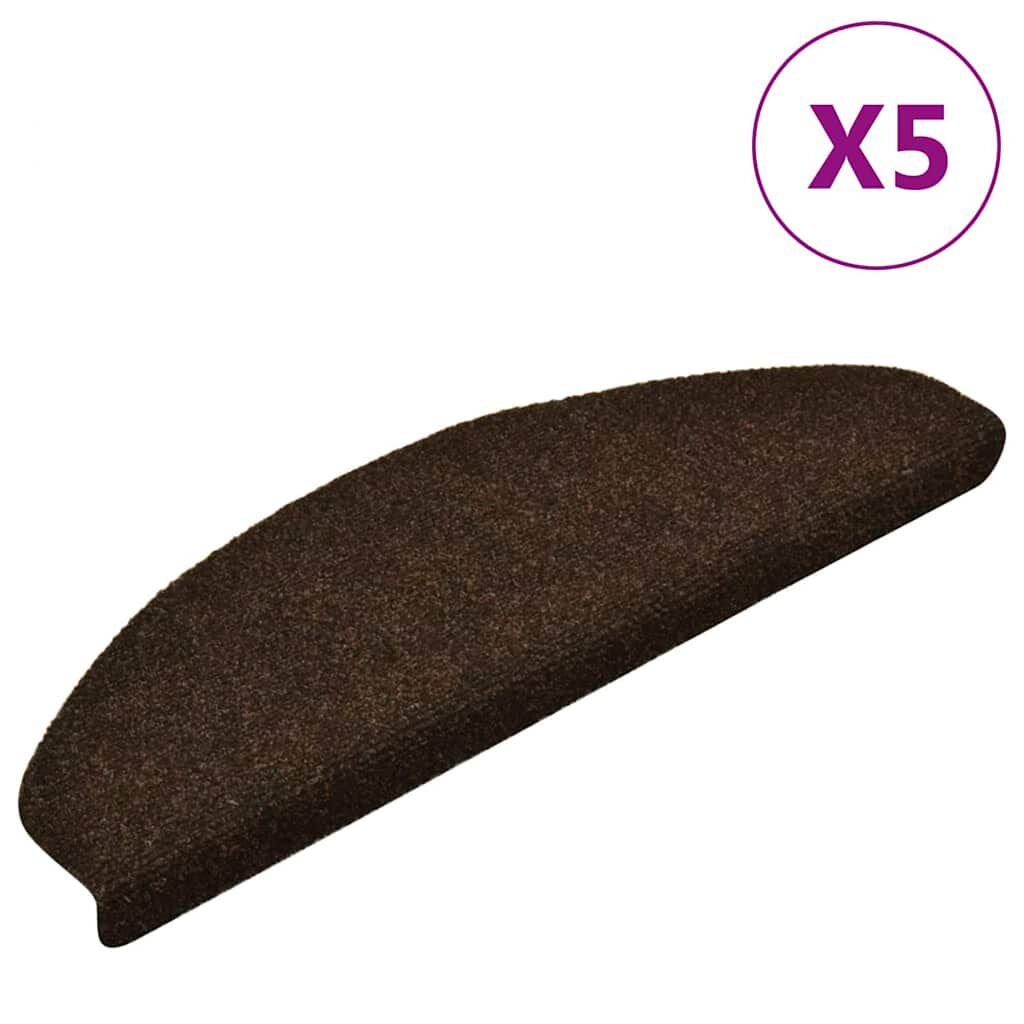 vidaXL Schodové rohože samolepiace 5 ks 65x21x4 cm hnedé polkruhové veľké
