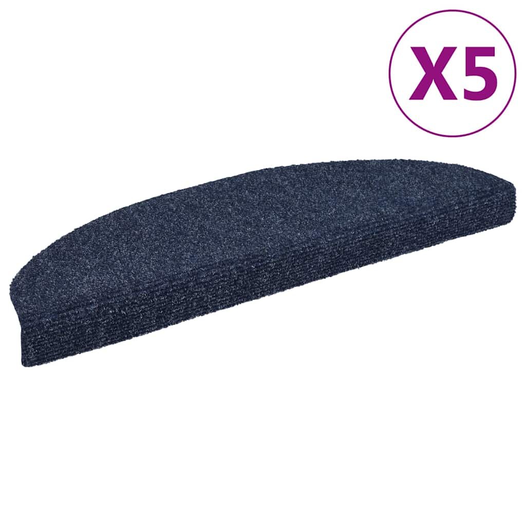 vidaXL Schodové rohože samolepiace 5 ks 65x21x4 cm modré polkruhové veľké