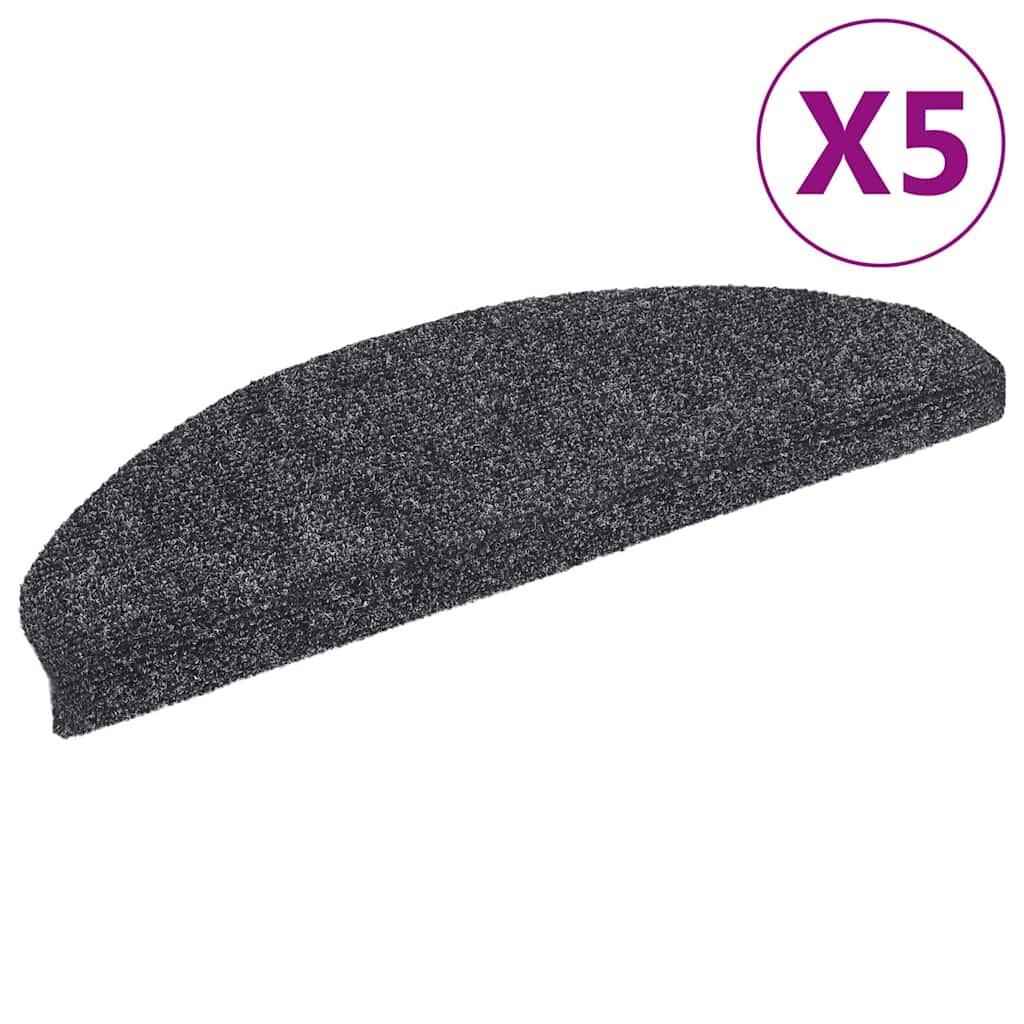 vidaXL Schodové rohože samolepiace 5 ks 65x21x4 cm tmavošedé polkruhové veľké