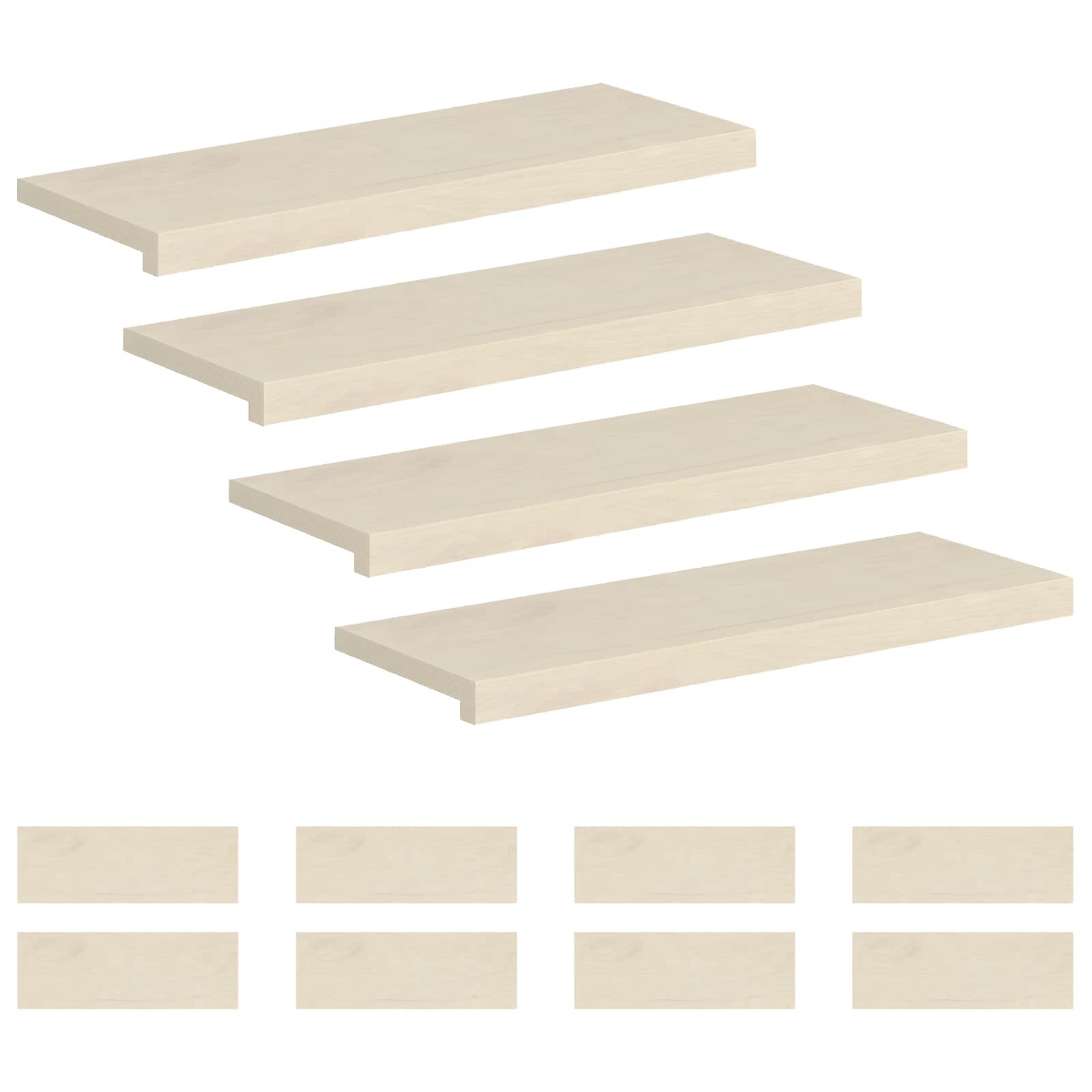 vidaXL Schodový rošt 12 ks 80 x 25 x 2 cm Biela Masívne dubové drevo