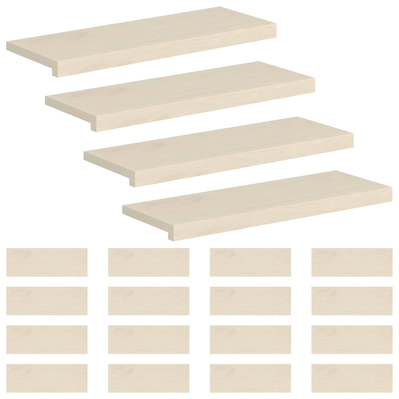vidaXL Schodový rošt 20 ks 70 x 25 x 2 cm Biela Masívne dubové drevo