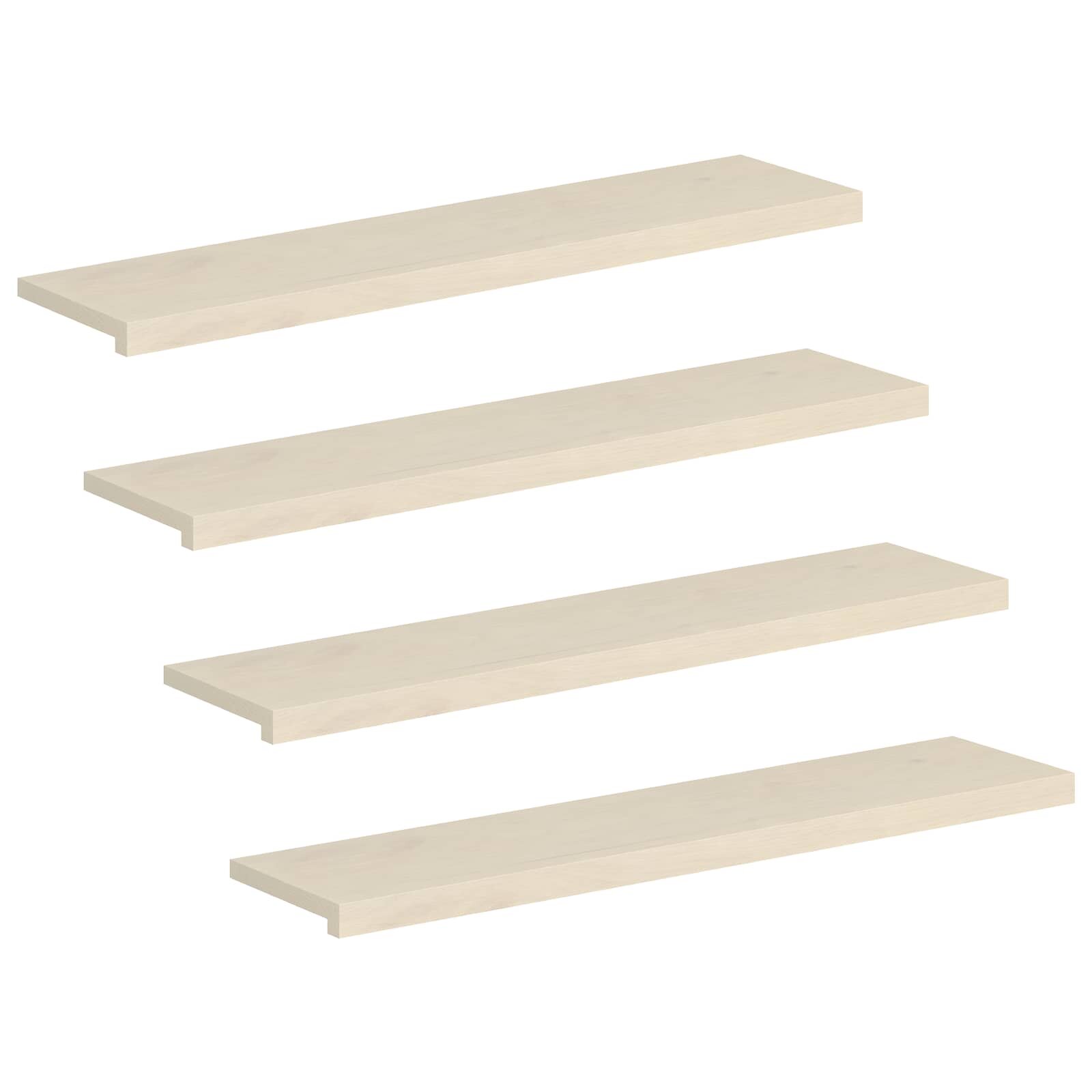 vidaXL Schodový rošt 4 ks 110 x 25 x 2 cm Biela Masívne dubové drevo