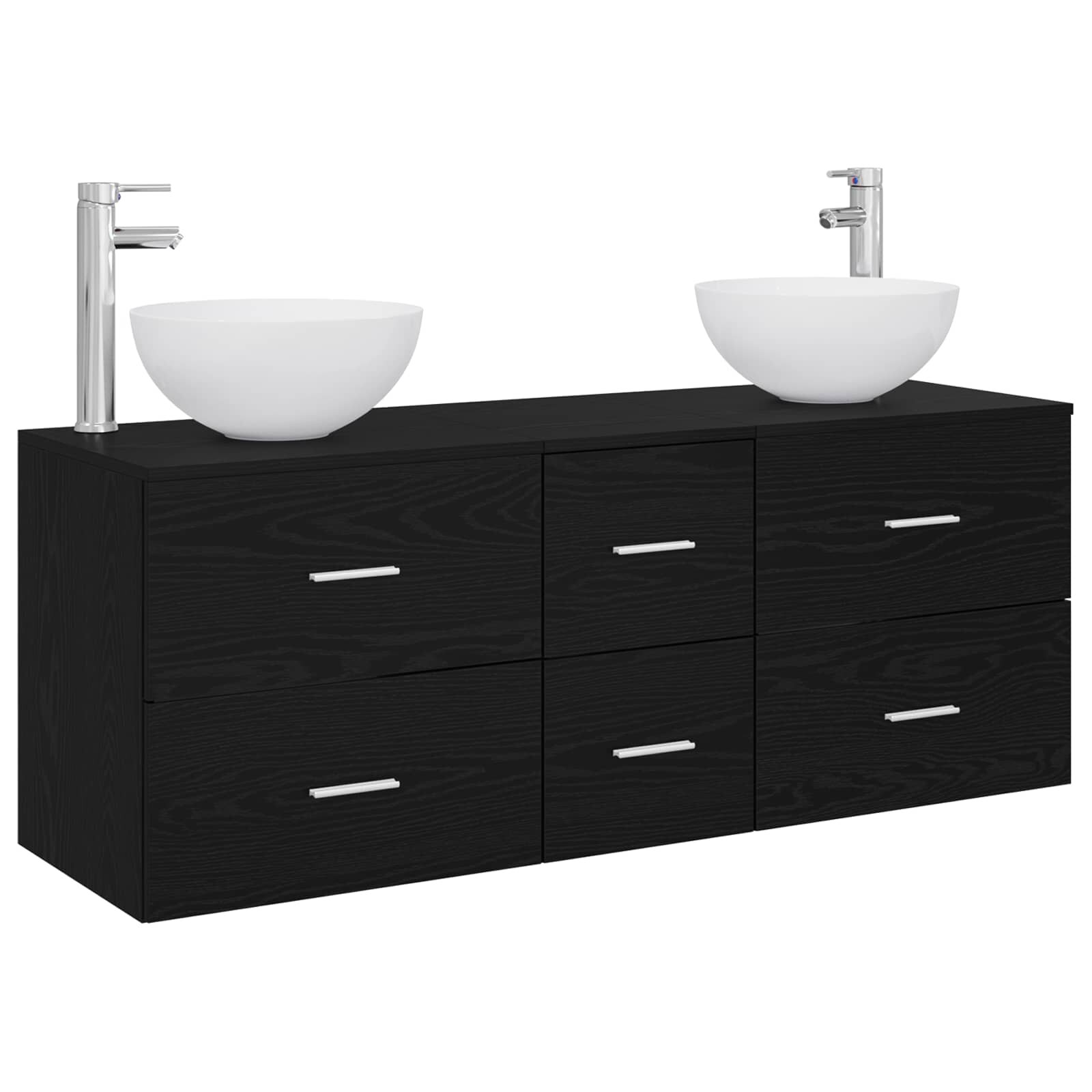vidaXL Set kabinetov do kúpeľne 3 ks Čierny dub 129 x 41 x 80 cm