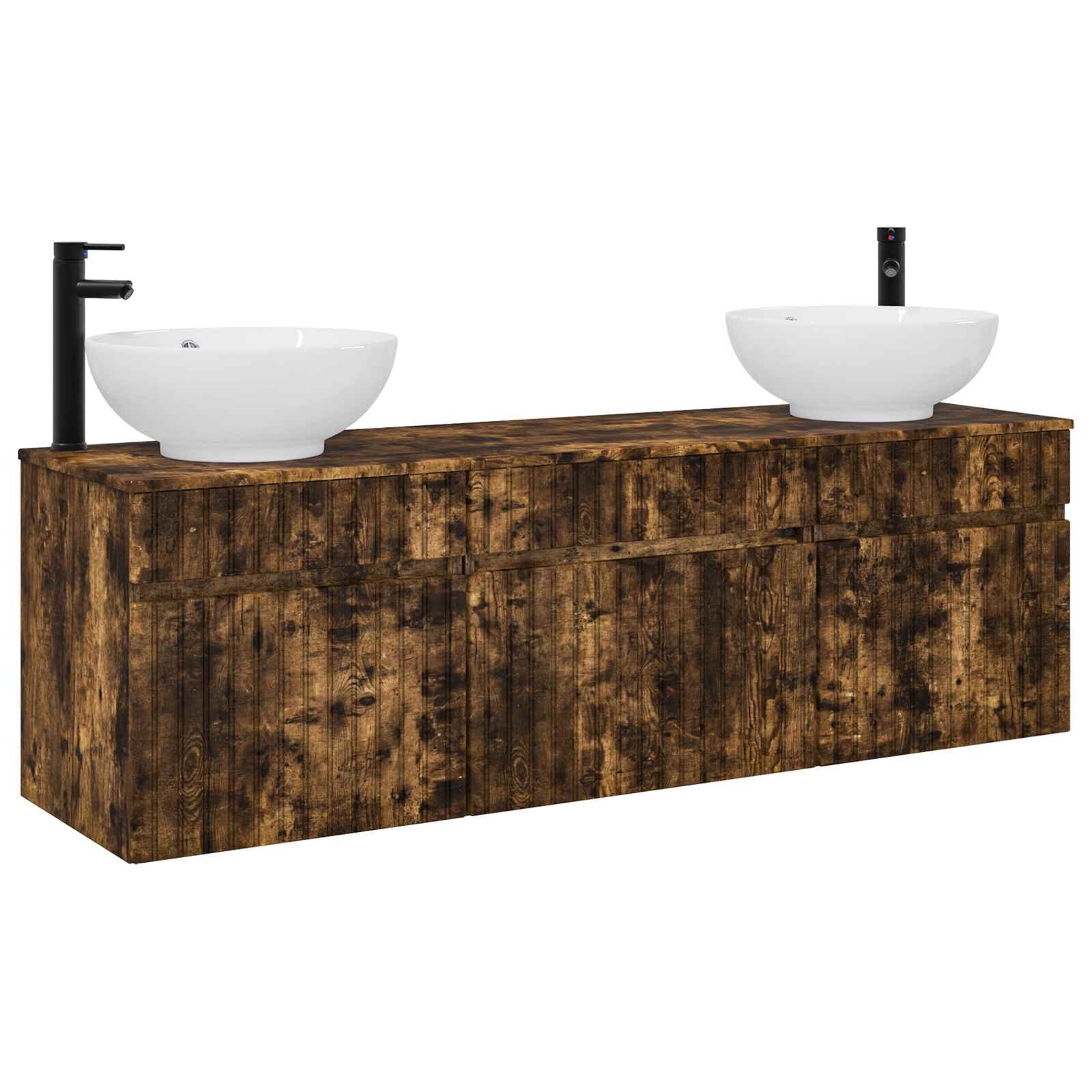 vidaXL Set kabinetov do kúpeľne 3 ks Dymový dub 157 x 445 x 80 cm