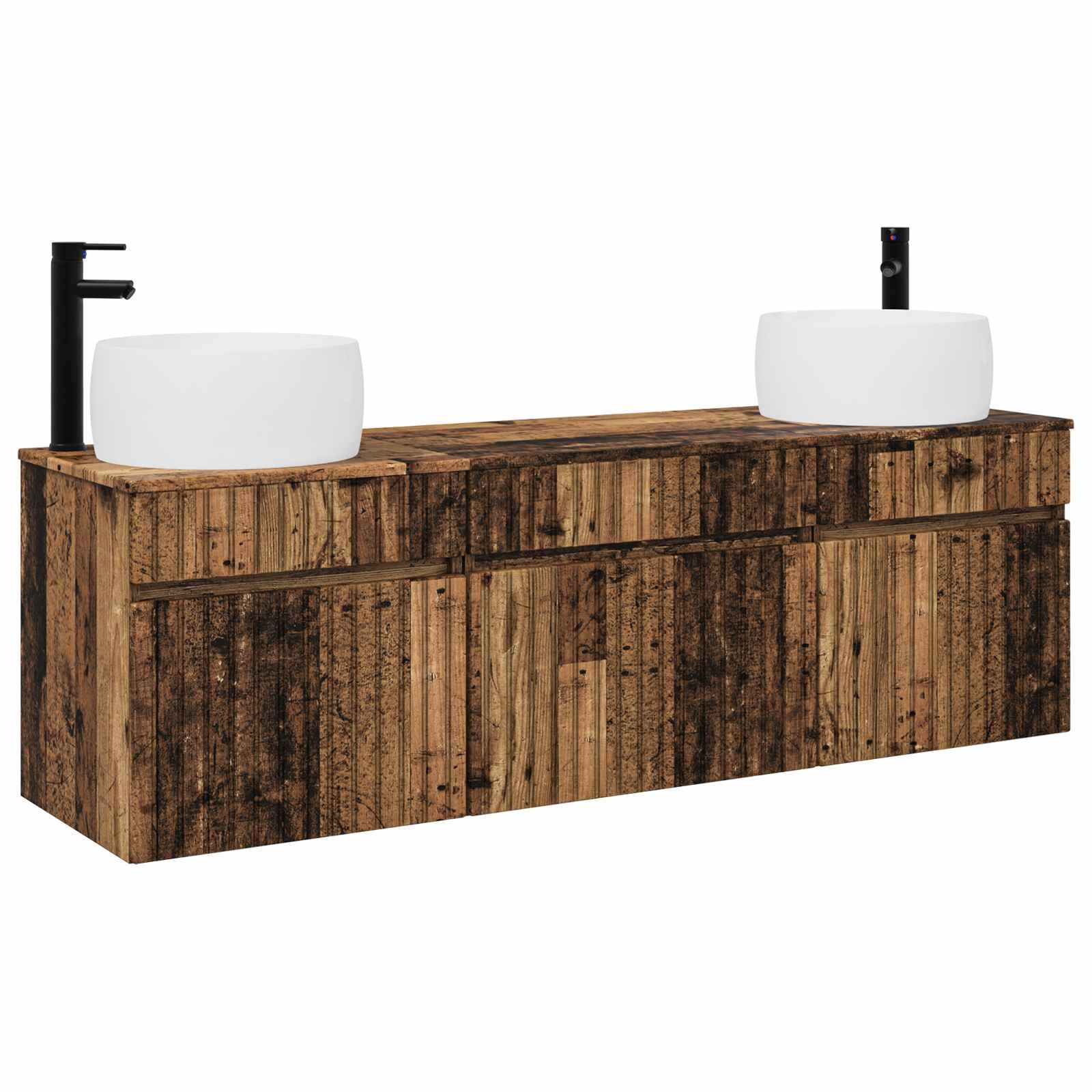 vidaXL Set kabinetov do kúpeľne 3 ks Staré drevo 157 x 445 x 80 cm