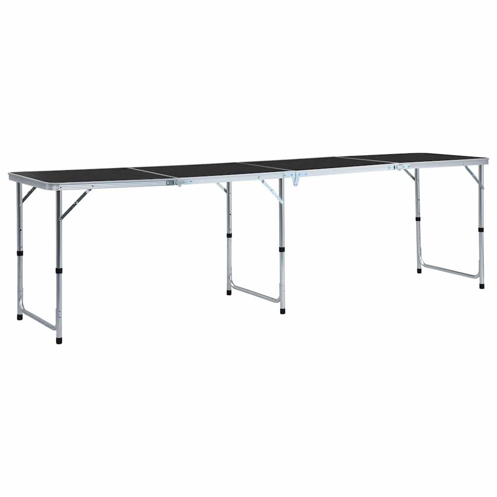vidaXL Skladací kempingový stôl sivý 240x60 cm hliníkový