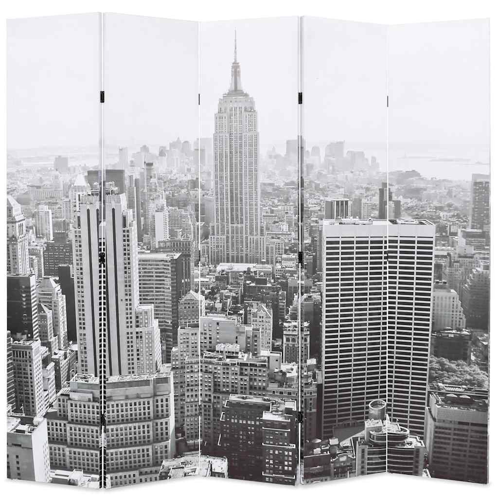 vidaXL Skladací paraván 200x170 cm potlač New Yorku čierno-biely