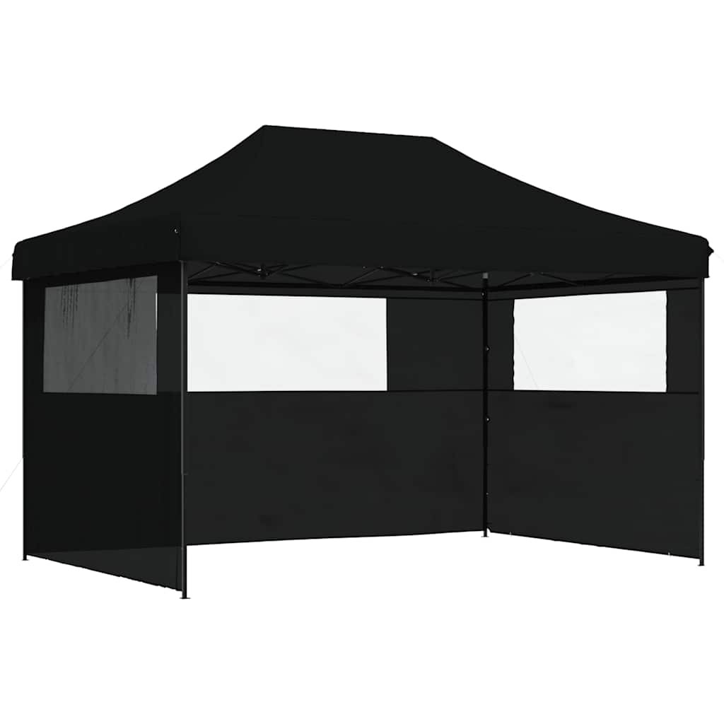 vidaXL Skladací pop-up párty stan s 3 bočnými stenami čierny