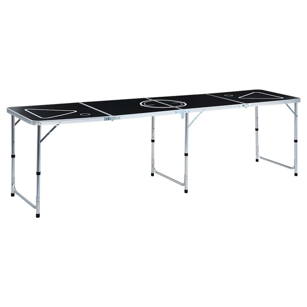 vidaXL Skladací stôl na beerpong 240 cm čierny