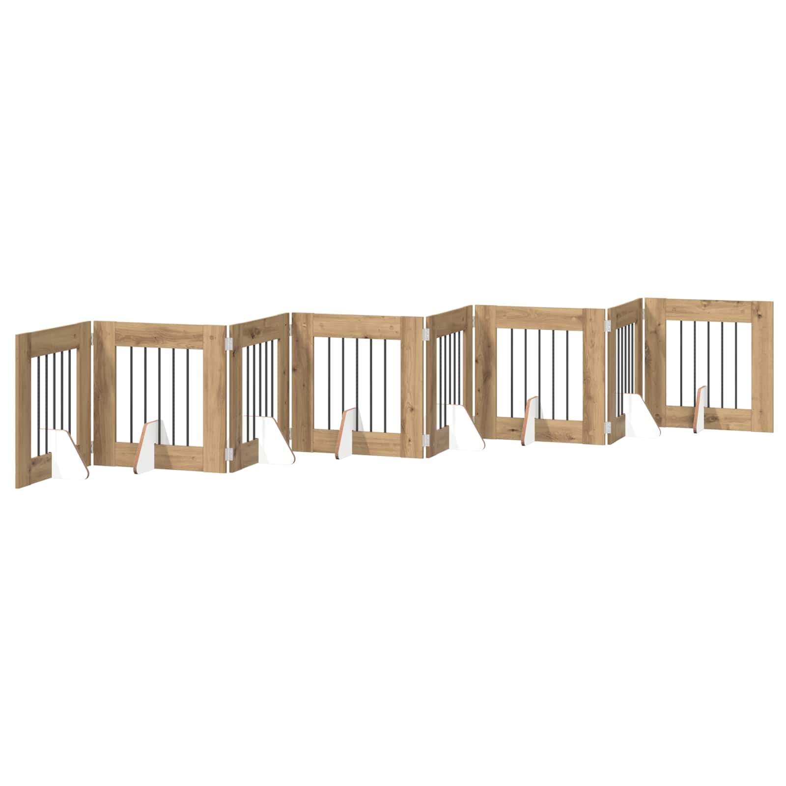 vidaXL Skladacia psia brána so stojanmi 8 ks Dub artisan 60 cm
