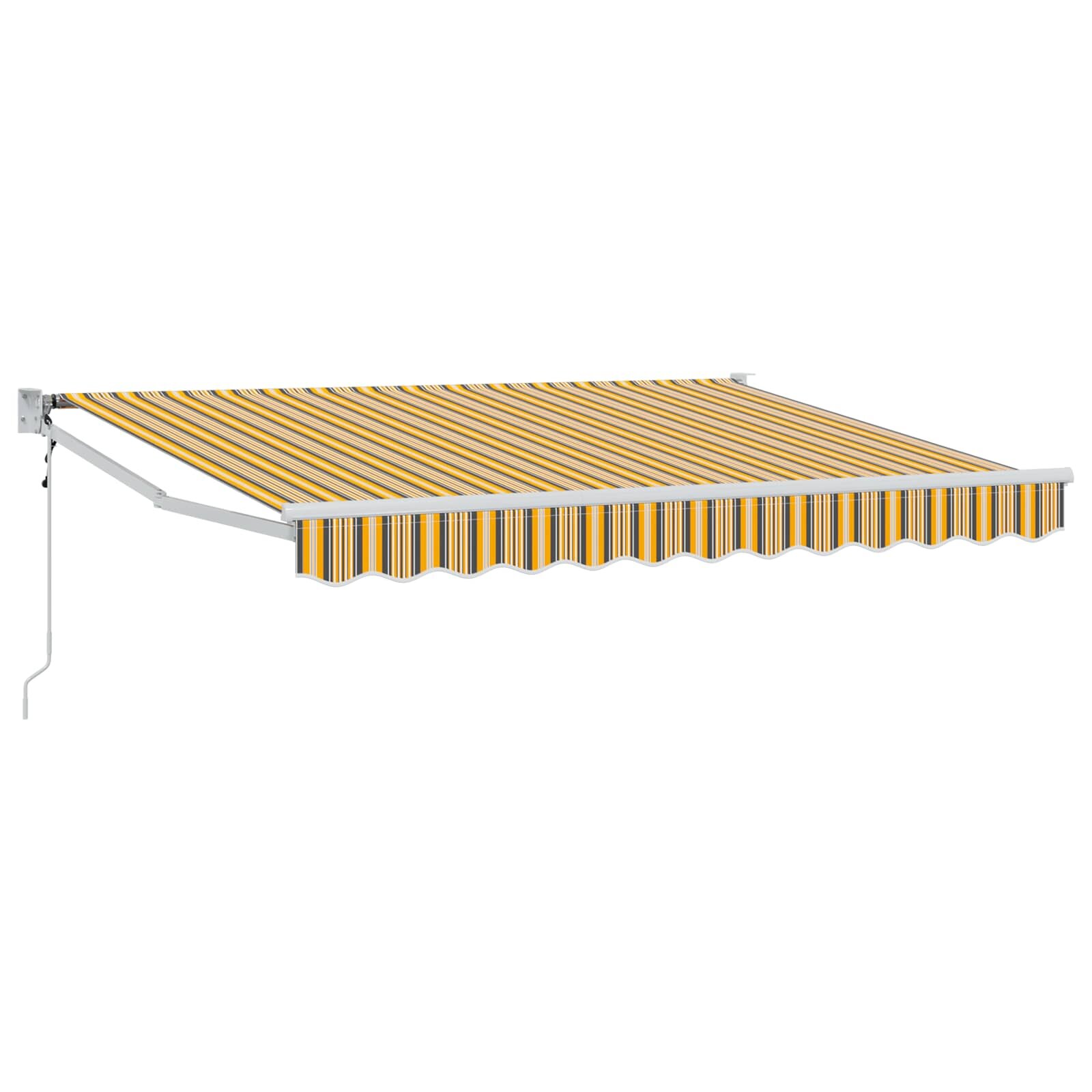vidaXL Sklopná markíza Žltá šedá a biela 25 x 2 m Polyester a kov
