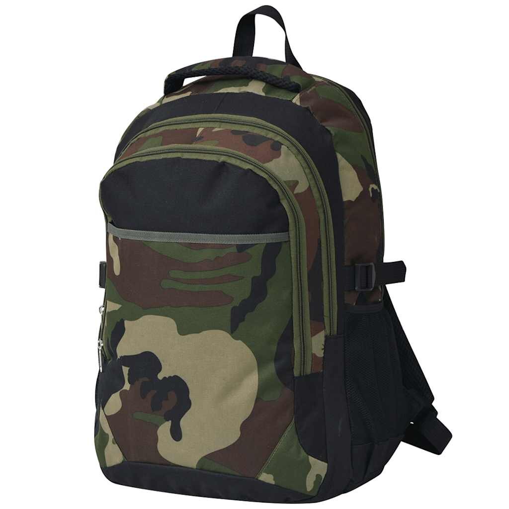 vidaXL Školský ruksak 40 l čierny a maskáčový
