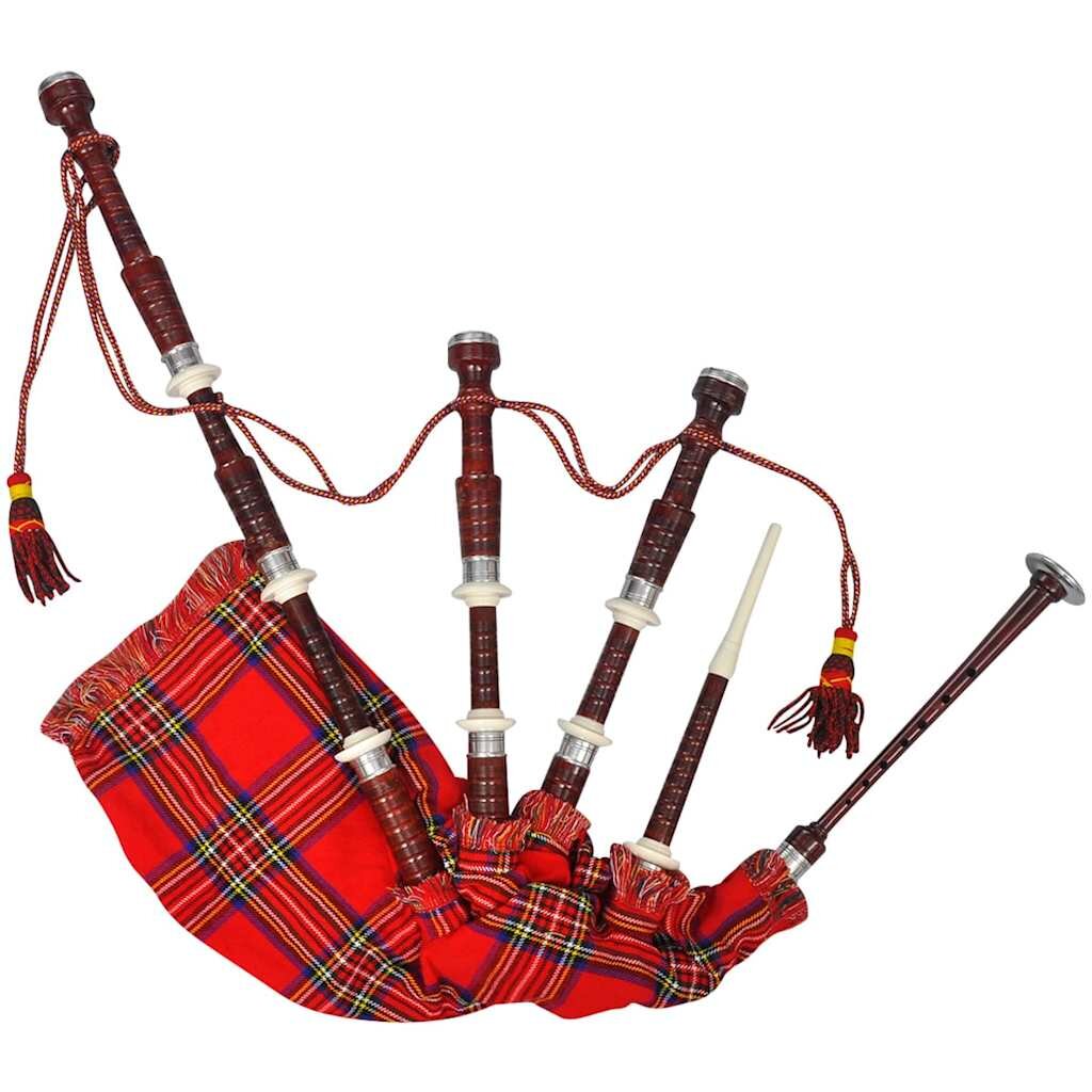 vidaXL Škótske gajdy goralské červený tartan Royal Stewart