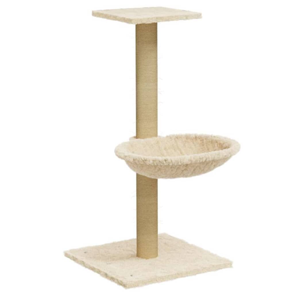 vidaXL Škrabadlo pre mačky so sisalovým stĺpikom krémové 74 cm