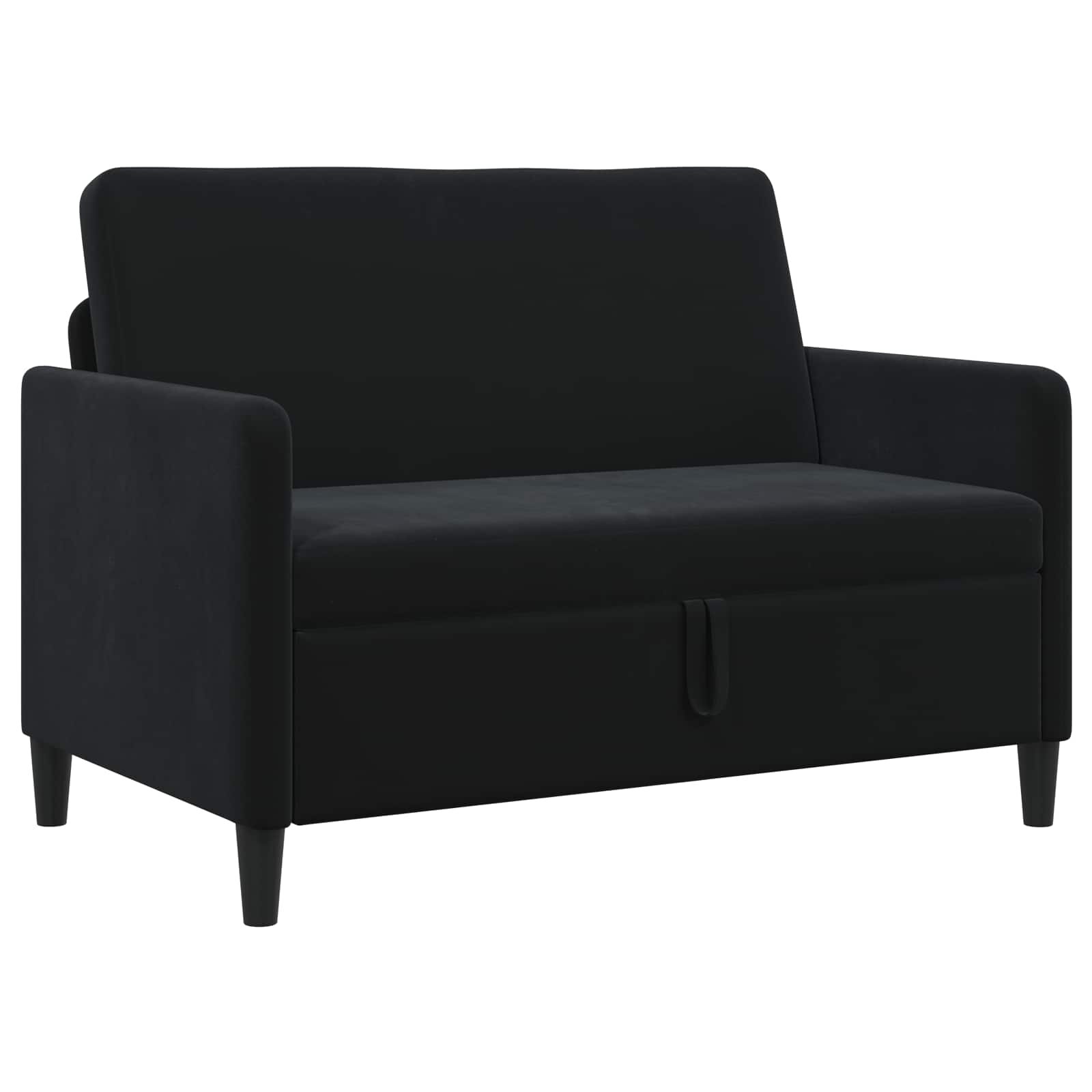 vidaXL Sofa s úložným priestorom 2-miestne Čierna 122 x 78 x 87 cm