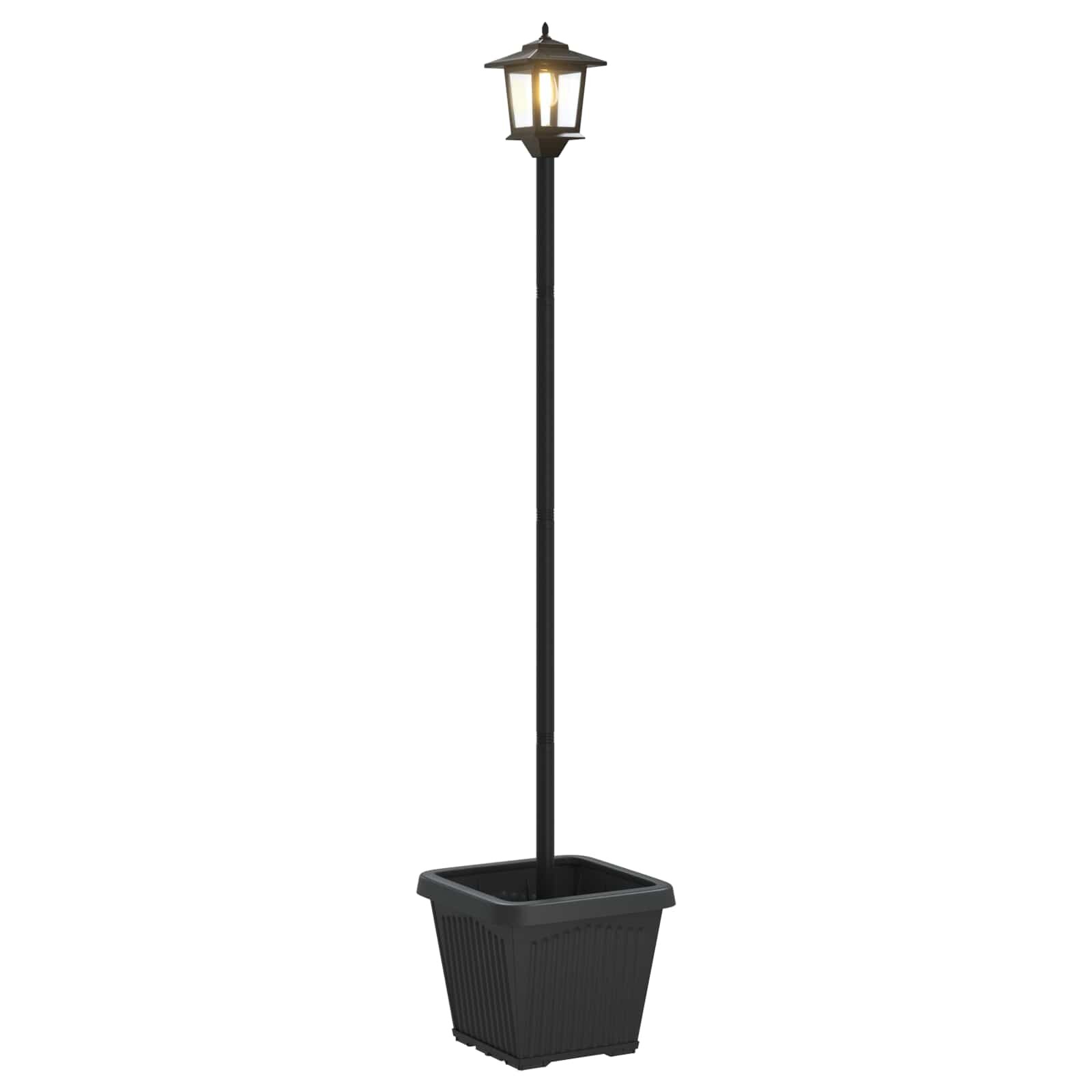 vidaXL Solárny Lampový Stĺp s Kvetináčom Čierna 32 x 32 x 158 cm
