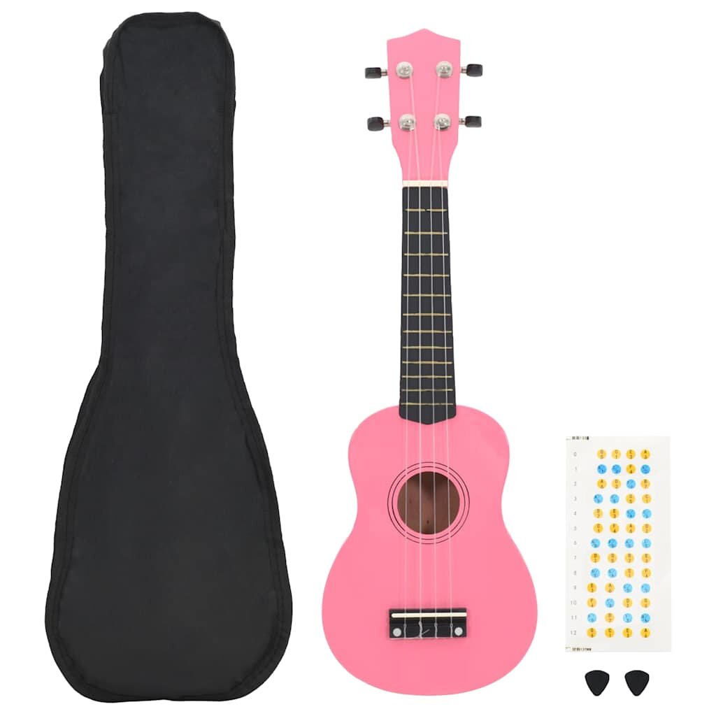 vidaXL Sopránové ukulele s taškou pre deti ružové 23"