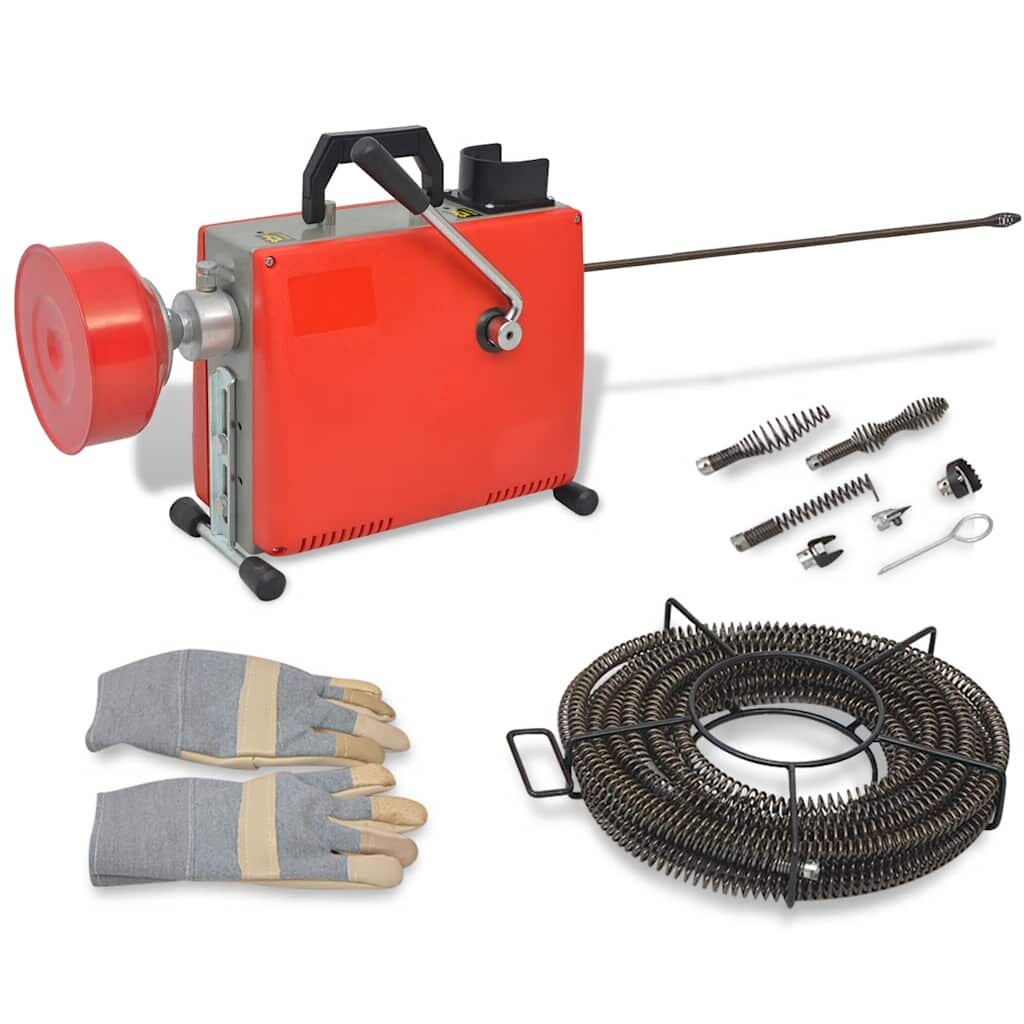 vidaXL Špirálový čistič odtokov 250 W 15mx16mm 45mx95mm