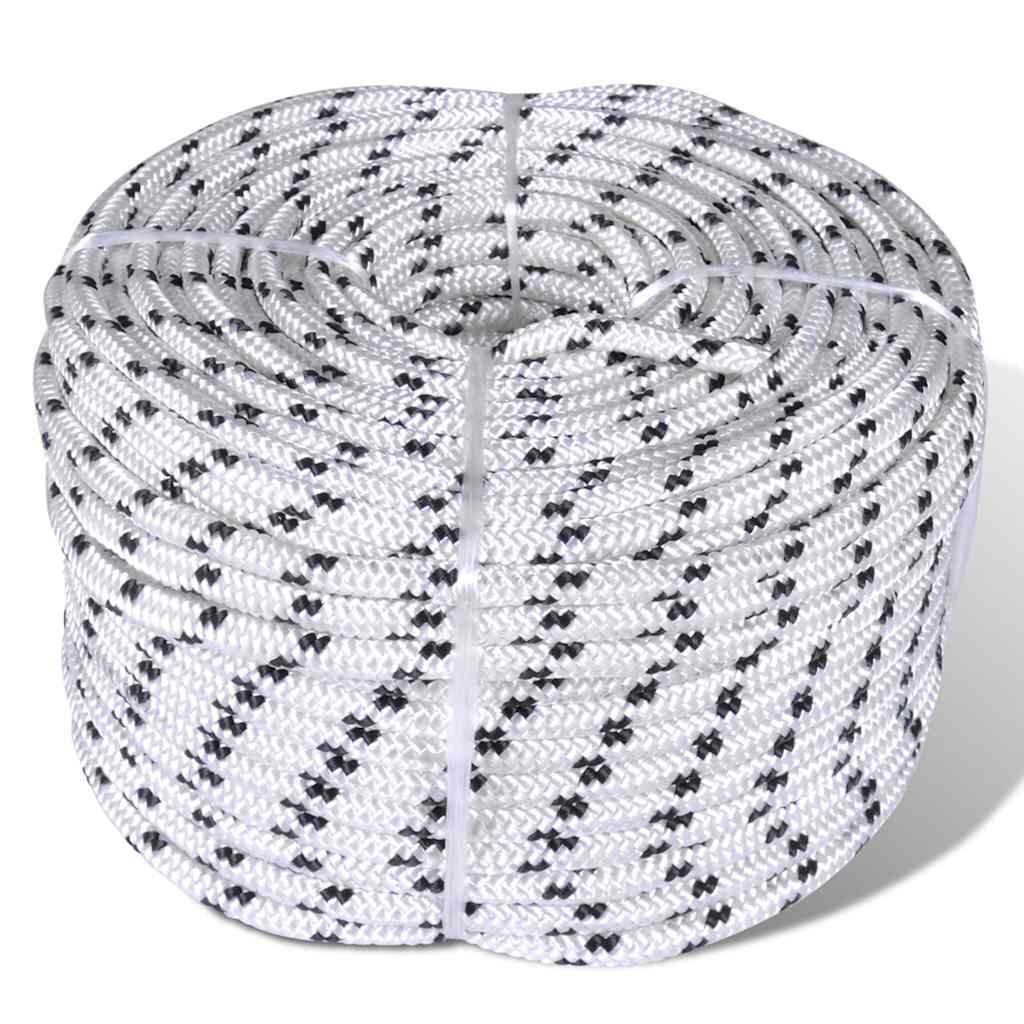 vidaXL Spletané lodné lano biele 6 mm 500 m polyester