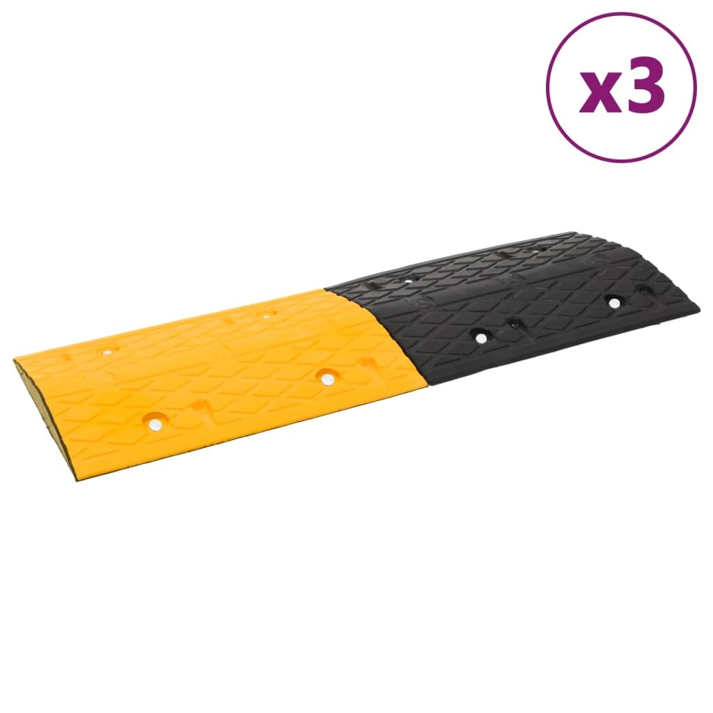 vidaXL Spomaľovače 3 ks žlto-čierne 97x325x4 cm guma