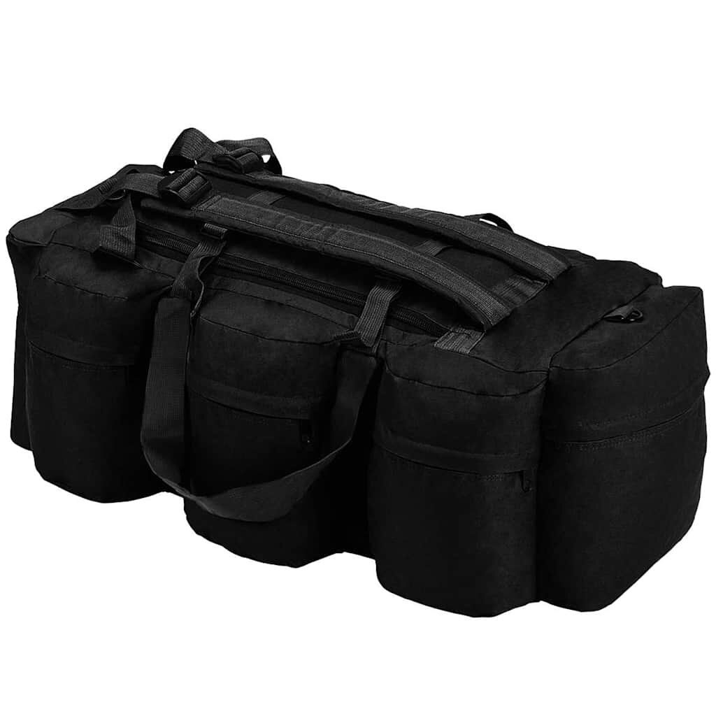 vidaXL Športová taška 3 v 1 army štýl 45 l čierna
