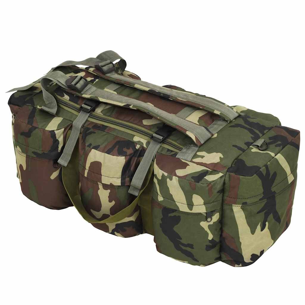 vidaXL Športová taška 3 v 1 army štýl 45 l maskáčová