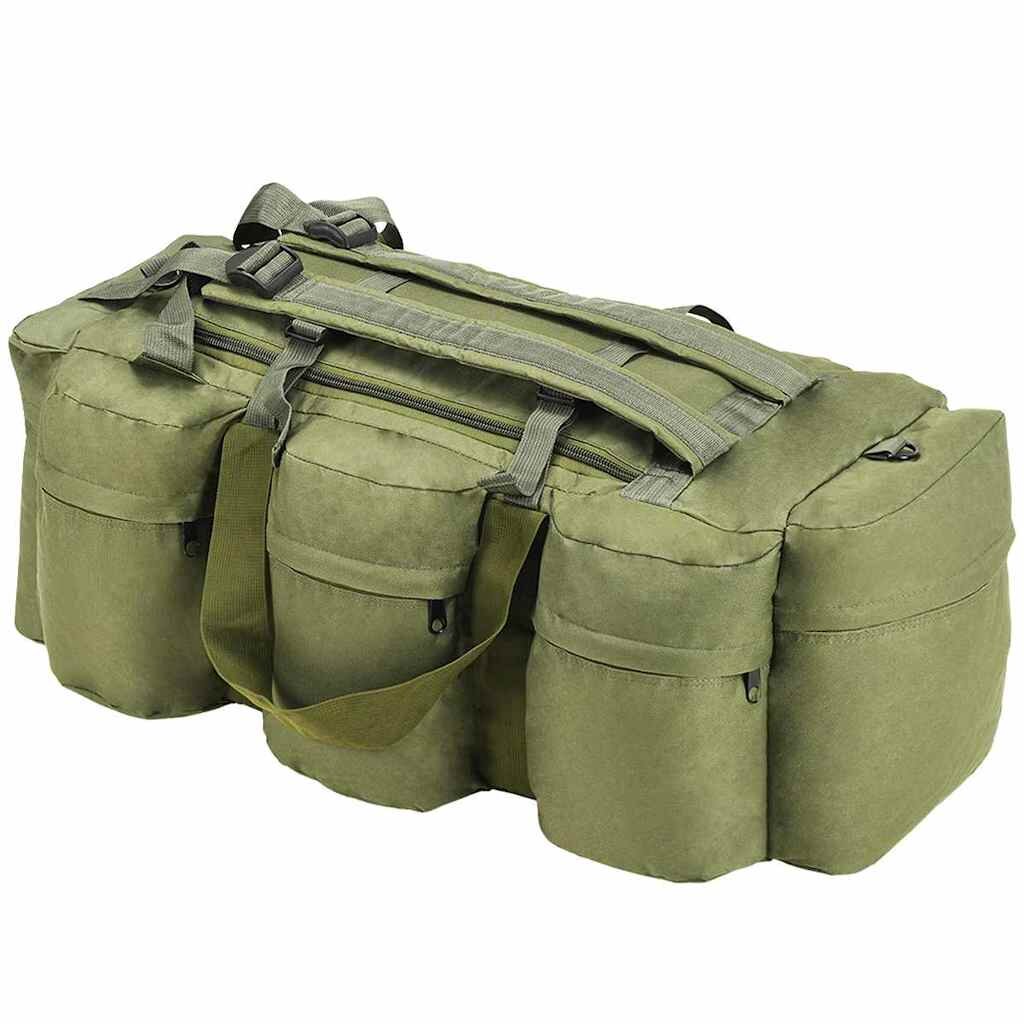 vidaXL Športová taška 3 v 1 army štýl 45 l olivovo zelená