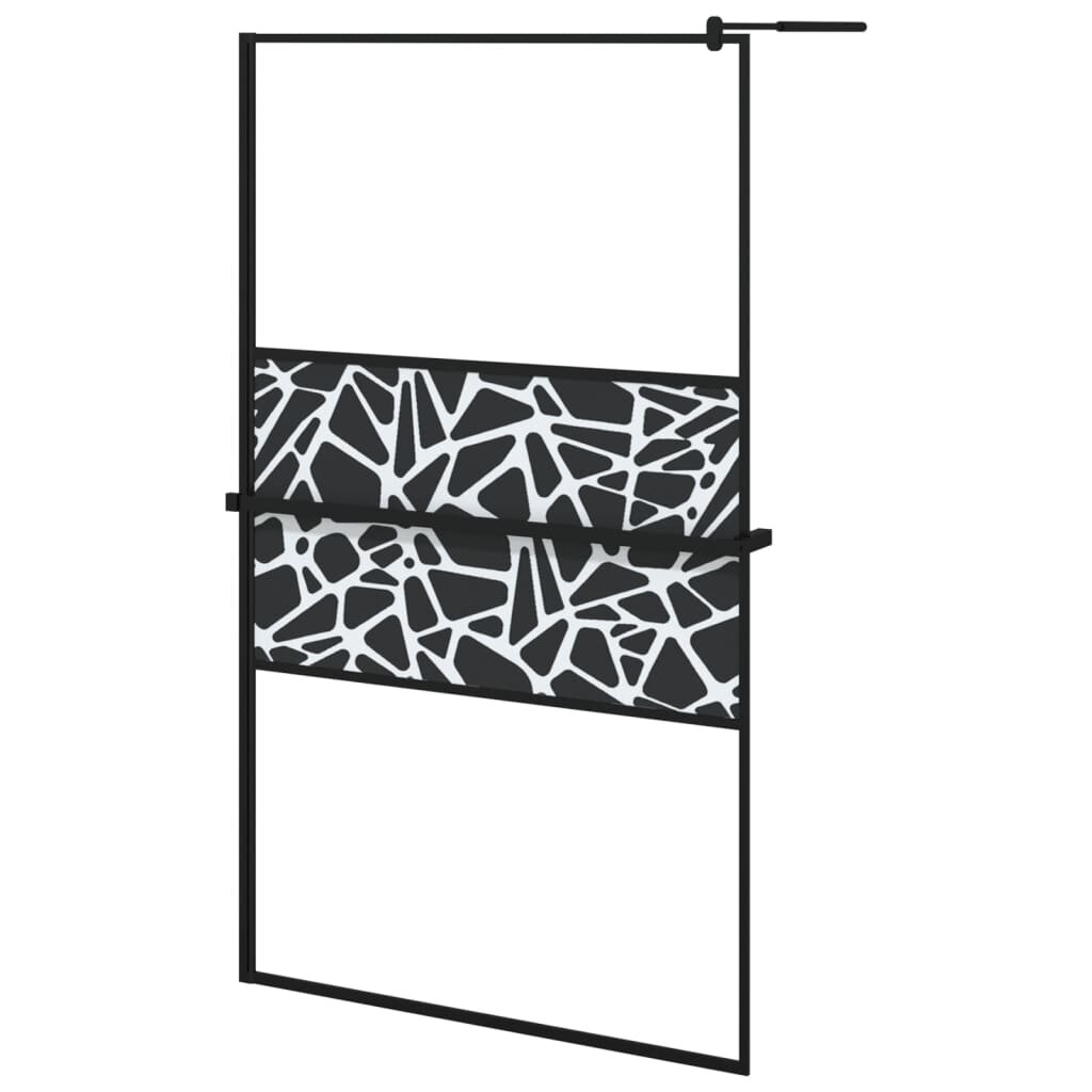 vidaXL Sprchová stena s policou čierna 115x195 cm ESG sklo a hliník