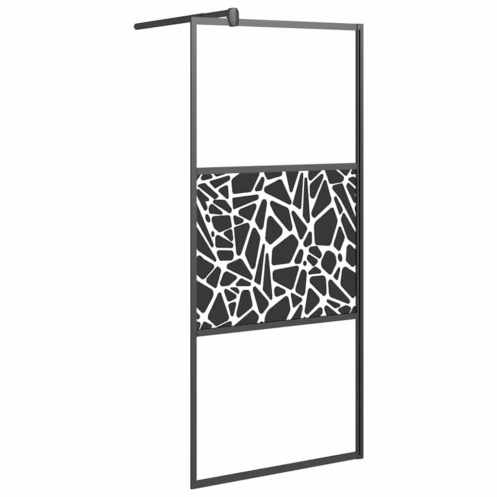 vidaXL Sprchová zástena z ESG skla s dizajnom kameňov 80x195 cm čierna