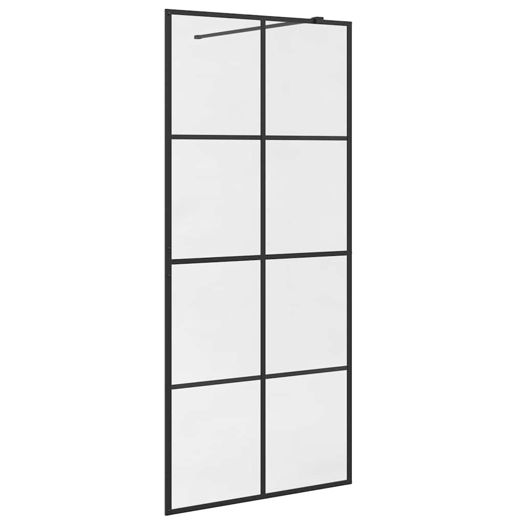 vidaXL Sprchová zástena z priehľadného ESG skla 90x195 cm čierna