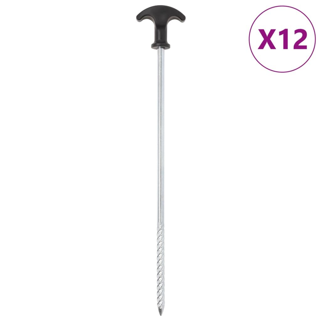 vidaXL Stanové kolíky 12 ks 30 cm Ø7 mm pozinkovaná oceľ
