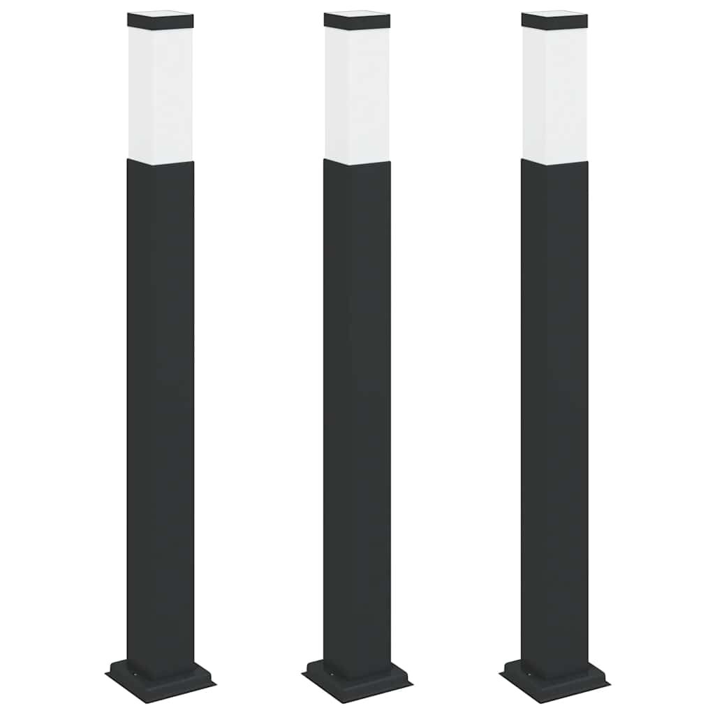 vidaXL Stĺpikové svetlá 3 ks 80 cm čierne IP44