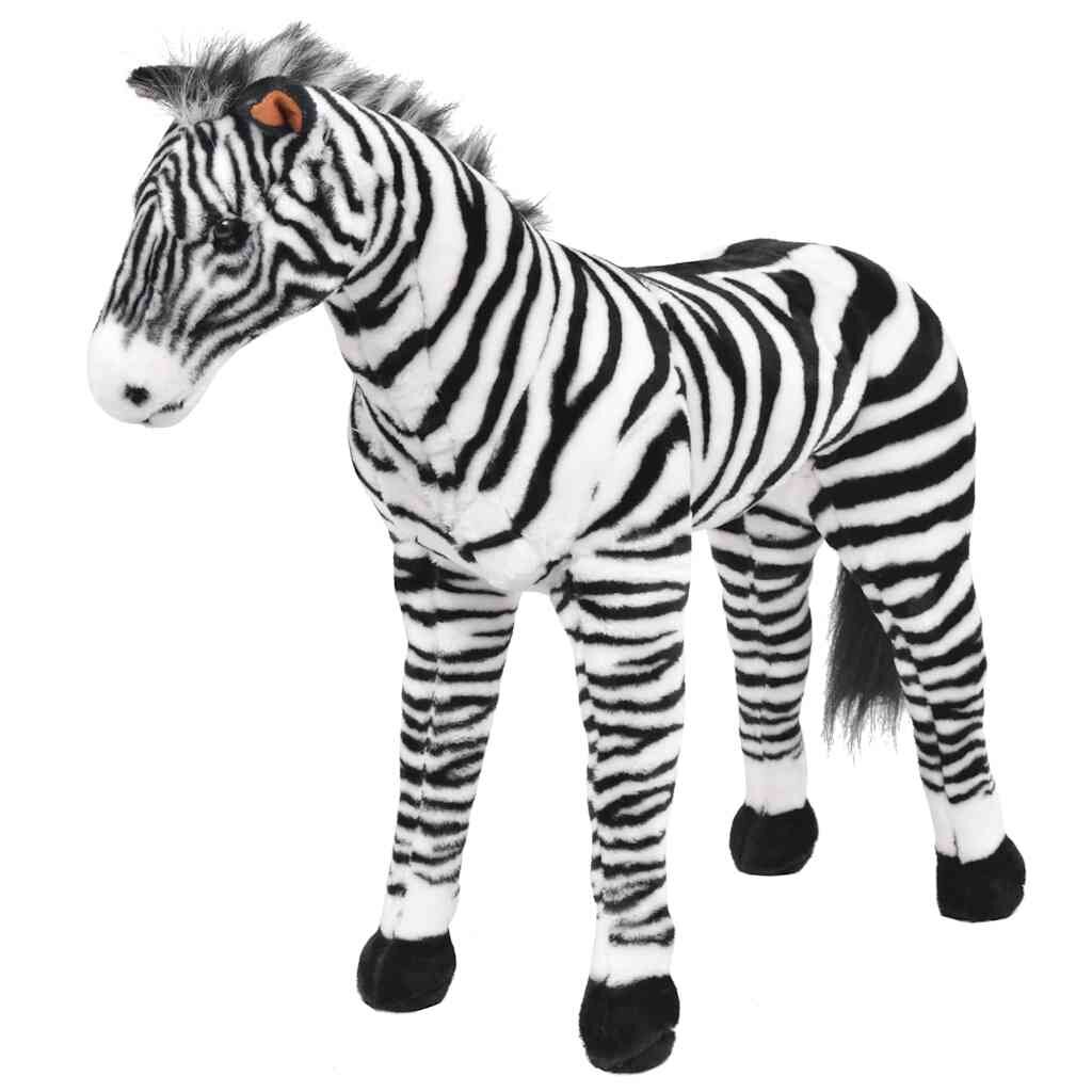 vidaXL Stojaca plyšová hračkárska zebra čierno biela XXL