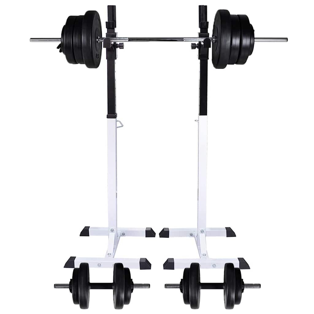 vidaXL Stojan na drepy so sadou činiek barbell a dumbbell 605 kg
