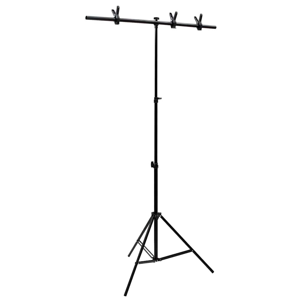 vidaXL Stojan na fotopozadie v tvare T čierny 91x60x(70-200) cm