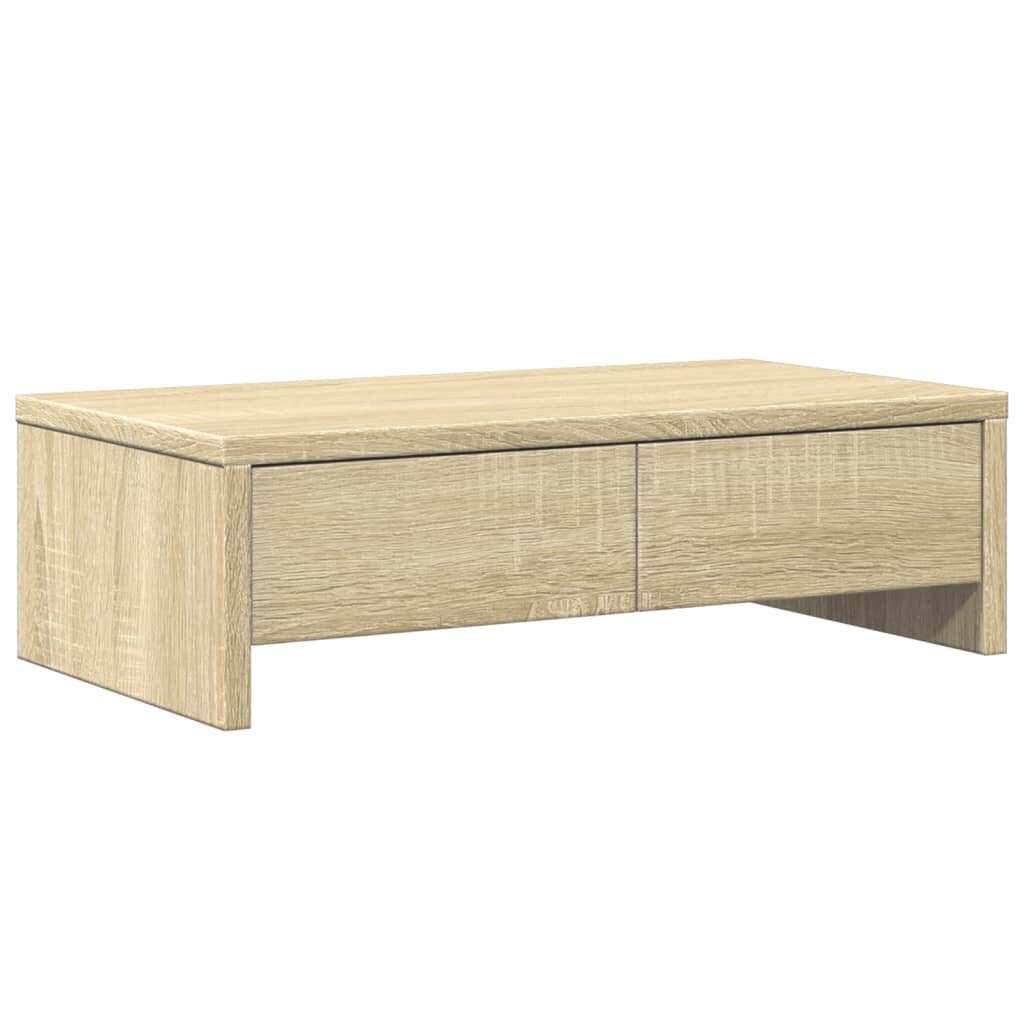 vidaXL Stojan na monitor a zásuvky sonoma 50x27x15 cm kompozitné drevo