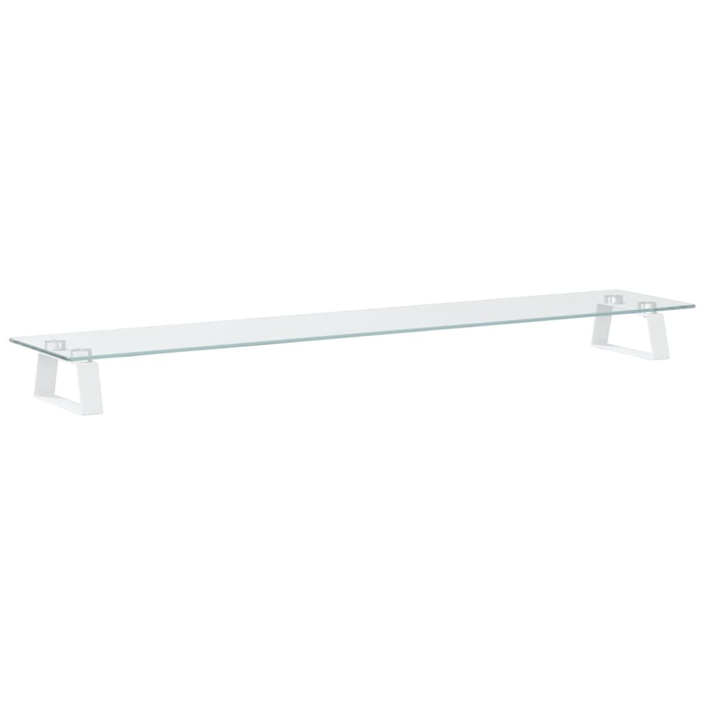 vidaXL Stojan na monitor biely 100x20x8 cm tvrdené sklo a kov