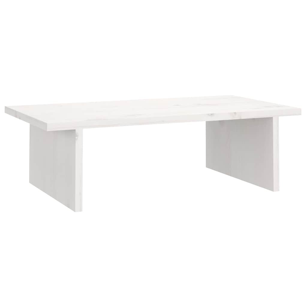 vidaXL Stojan na monitor biely 50x27x15 cm masívna borovica