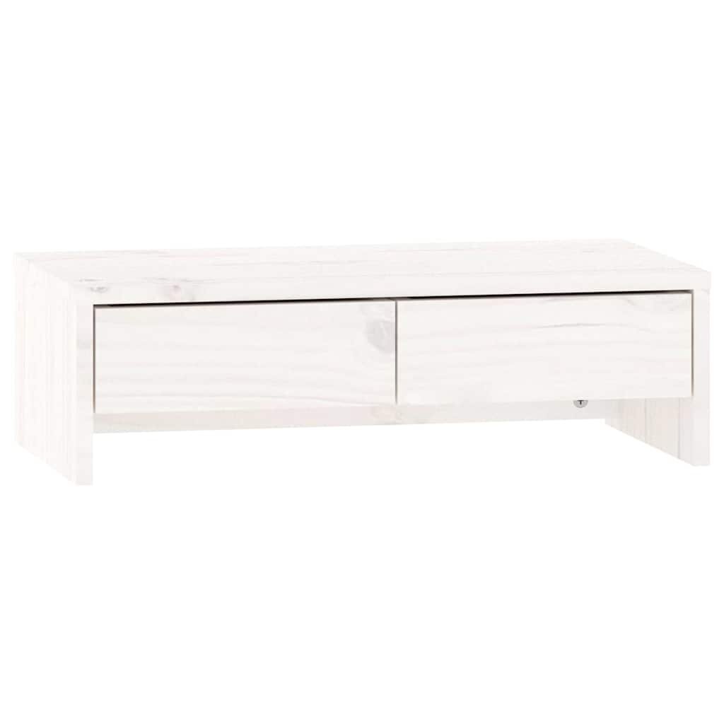 vidaXL Stojan na monitor biely 50x27x15 cm masívna borovica