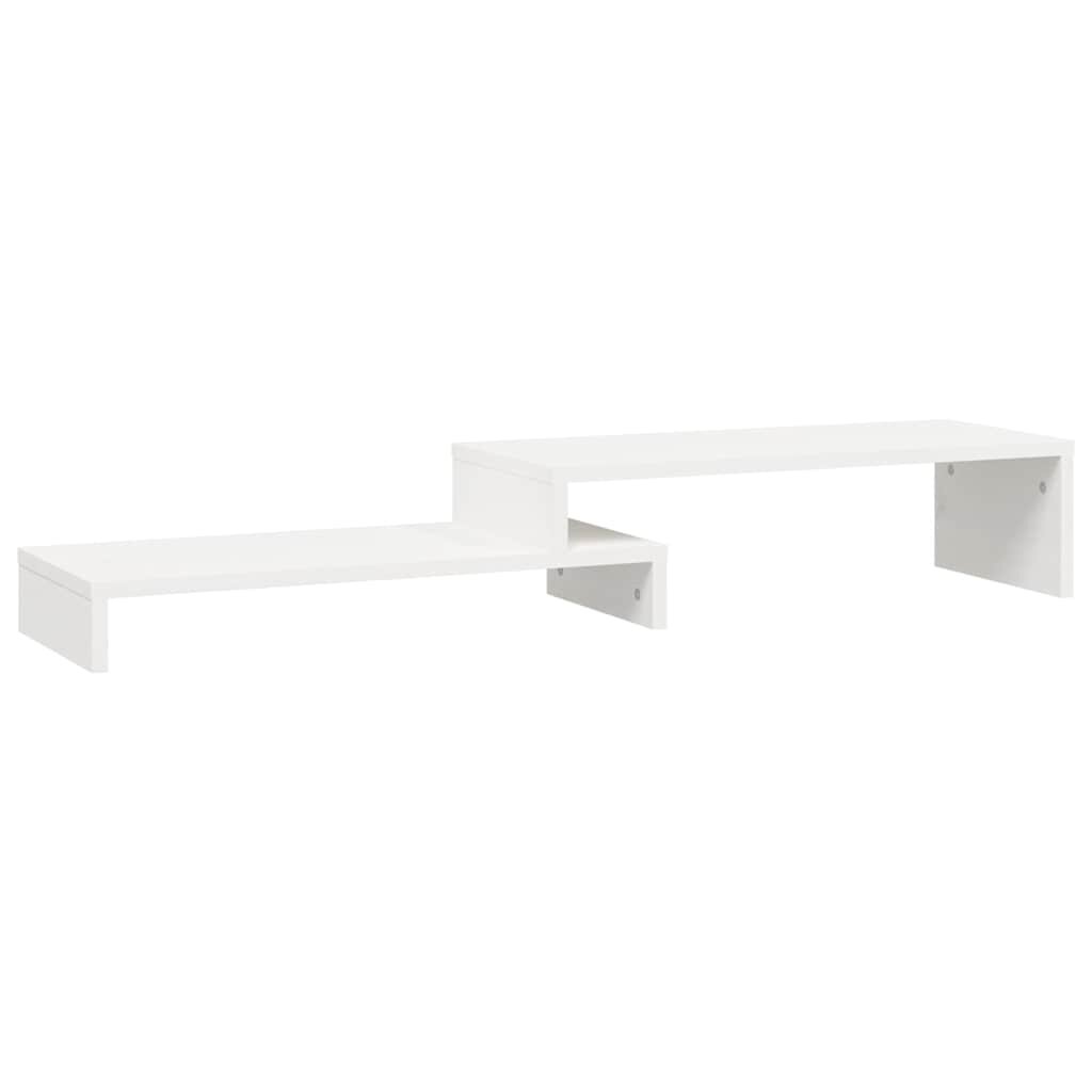 vidaXL Stojan na monitor biely (52-101)x22x14 cm masívna borovica