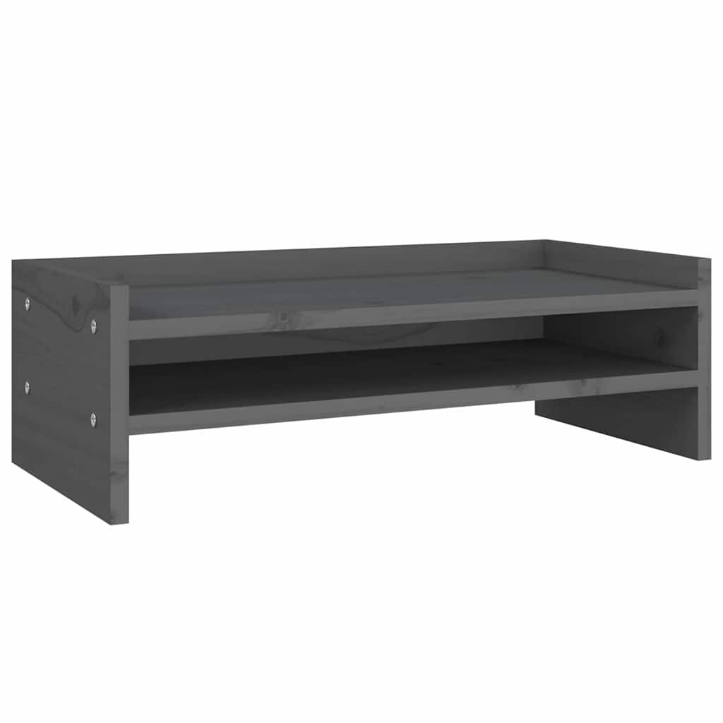 vidaXL Stojan na monitor sivý 50x24x16 cm masívna borovica