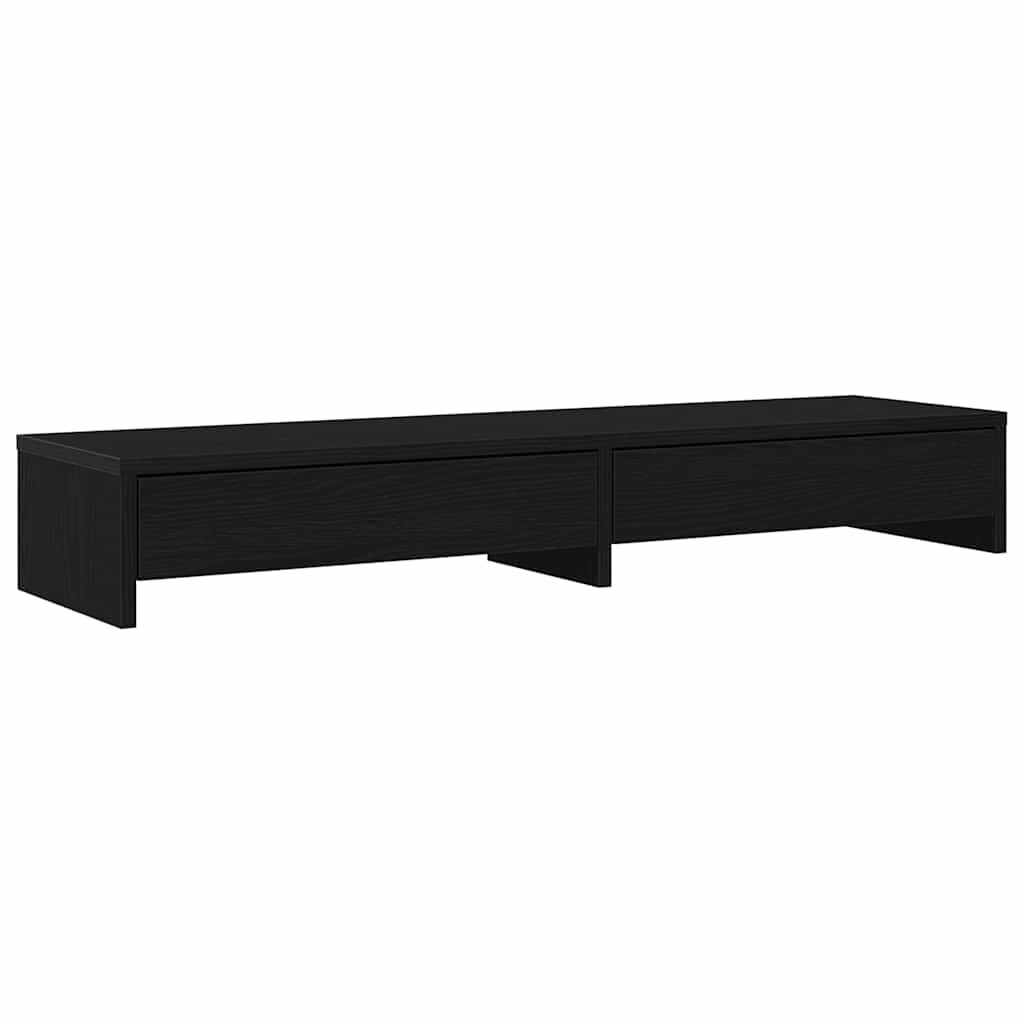 vidaXL Stojan na monitor so zásuvkami čierny dub 100x27x15 cm umelé drevo