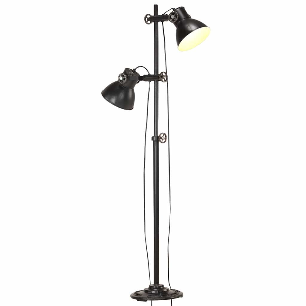vidaXL Stojanová lampa s 2 podstavcami čierna E27 liatina železa
