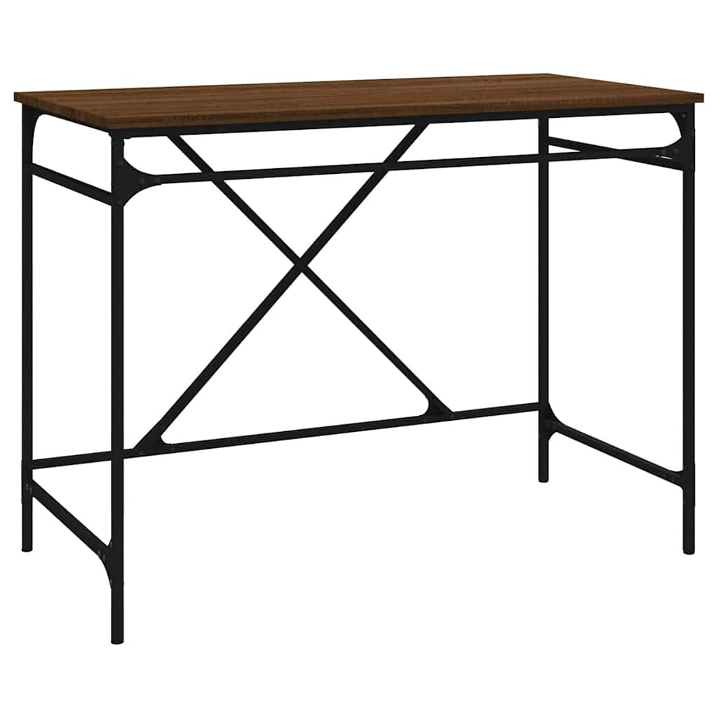 vidaXL Stôl hnedý dub 100x50x75 cm spracované drevo a železo