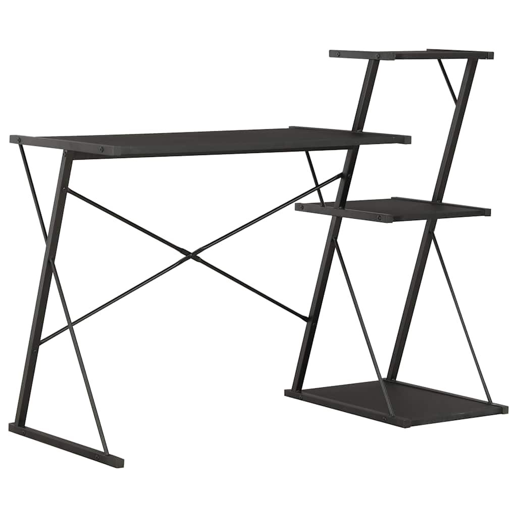 vidaXL Stôl s poličkami čierny 116x50x93 cm