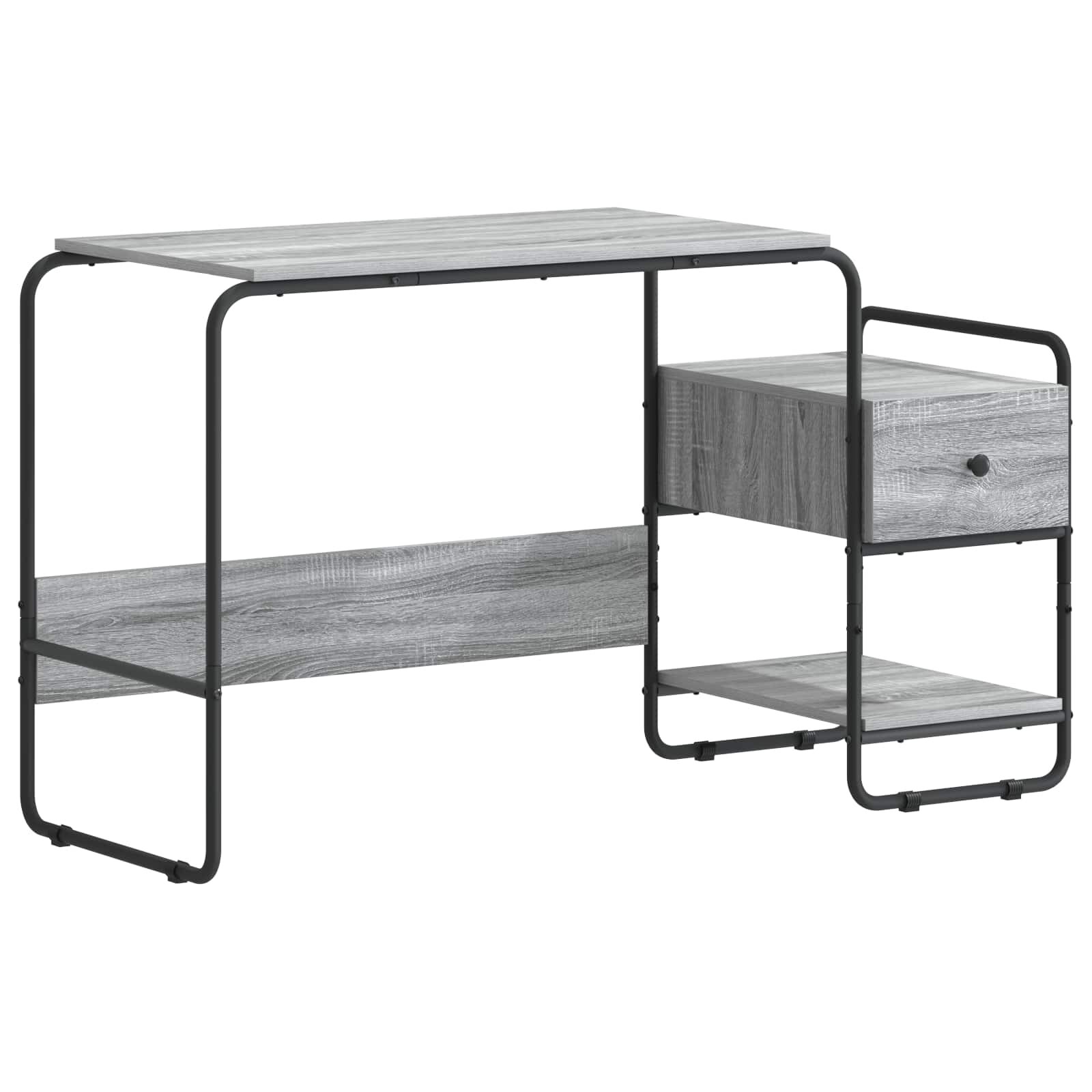 vidaXL Stôl s úložným priestorom Sivý Sonoma 131.5 x 50 x 75.5 cm