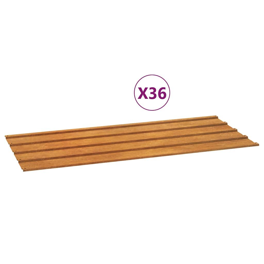vidaXL Strešné panely 36 ks hrdzavé 100x44 cm cortenová oceľ