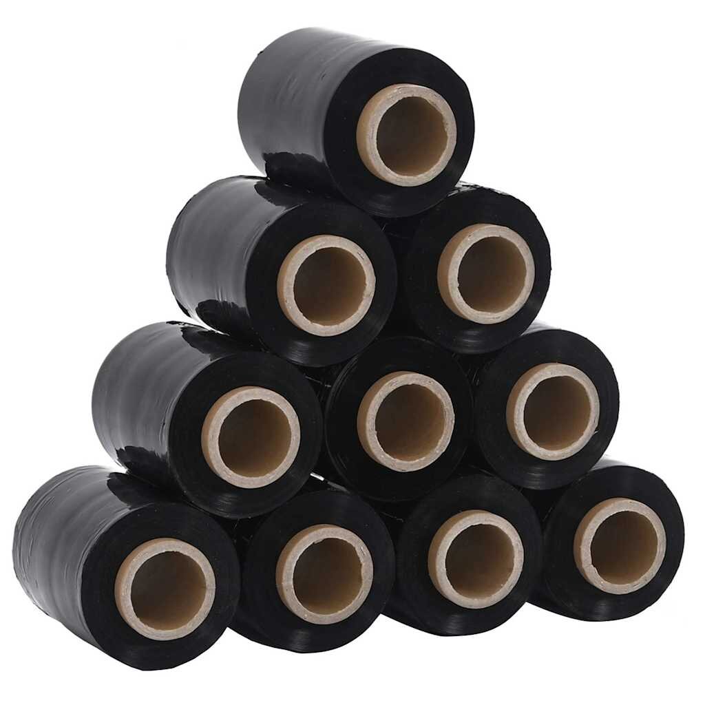vidaXL Stretch fólie 10 ks Čierna 23 µm 10 cm x 300 m