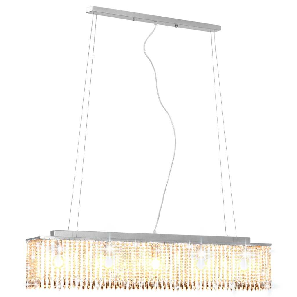 vidaXL Stropná lampa s krištáľovými korálkami strieborná 104 cm E14